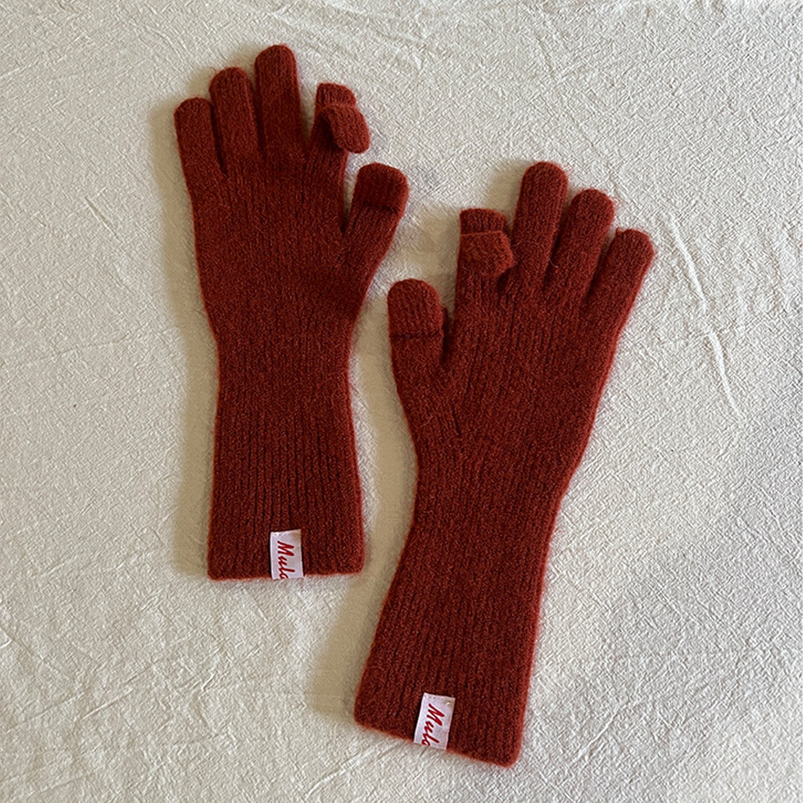 Minimalist Wool Blend Solid Color Knit Gloves 6W6GLO56