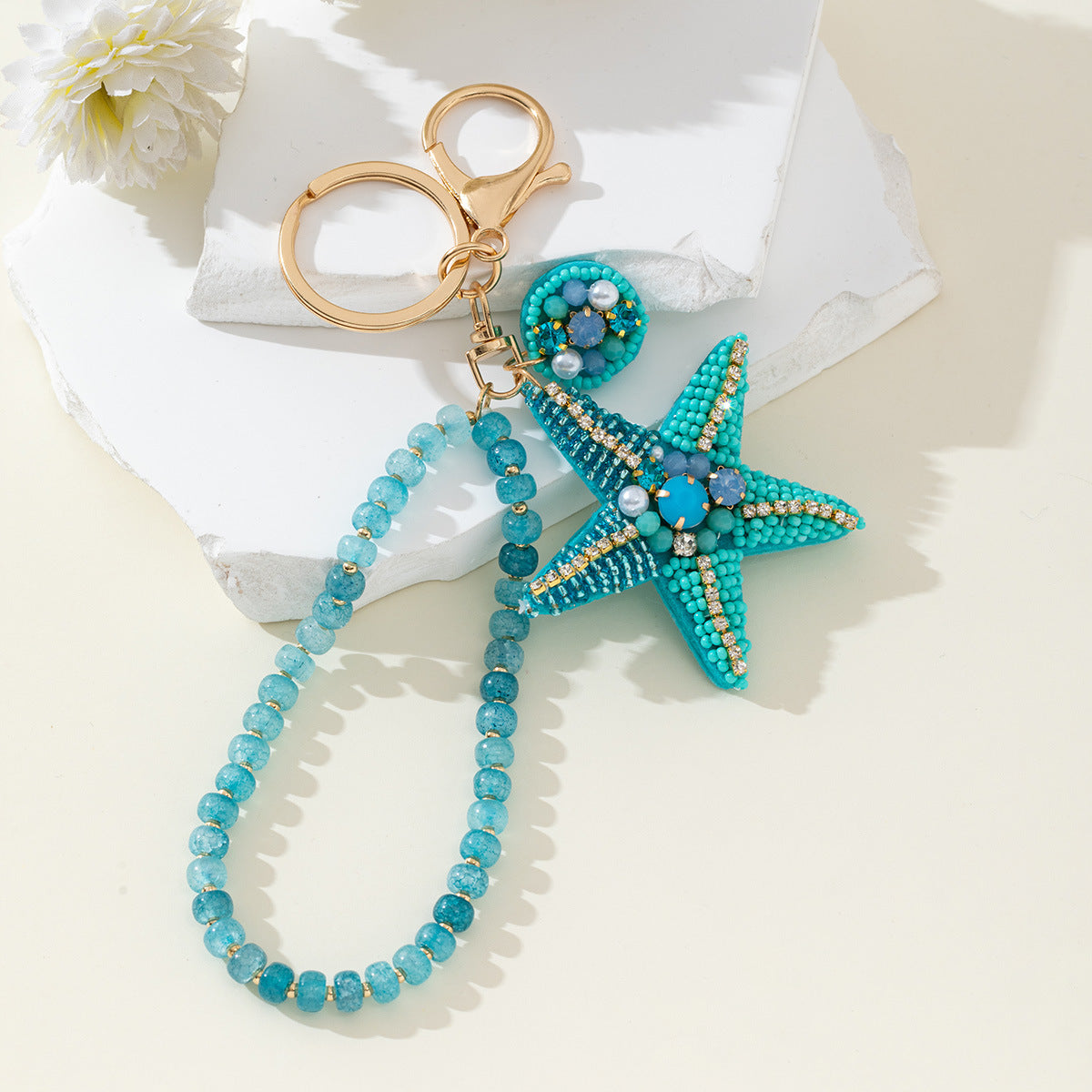 Trendy Solid Color Rhinestones Starfish Bag Charm 6W10BBC753