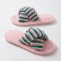 Soft Striped Plush Slippers - DippedShop Wholesale - #7891