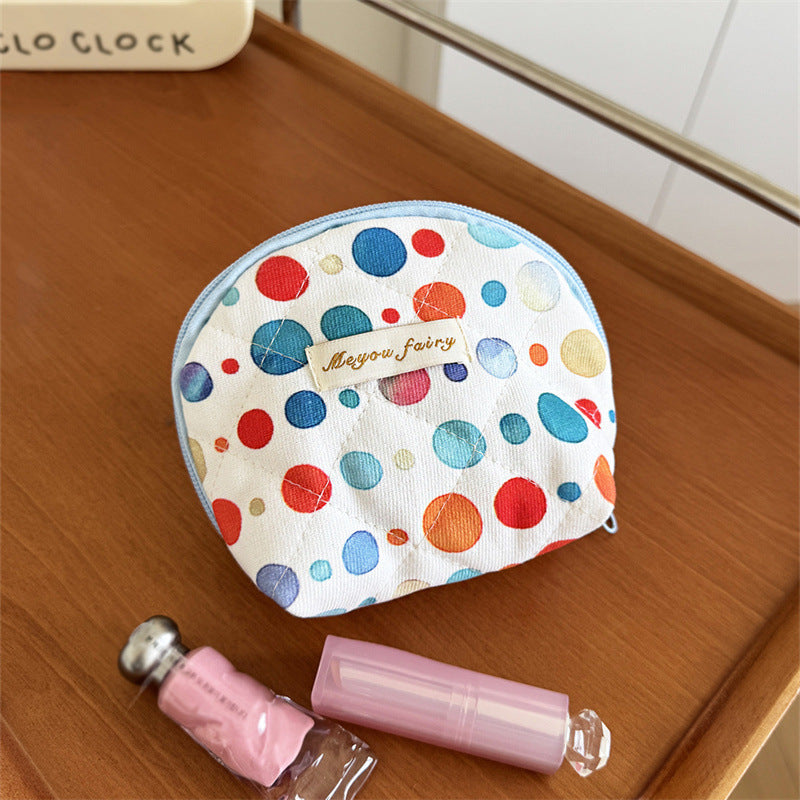 Colorful Polka Dots Quilted Shell Makeup Bag MK2BW6S10BOB123