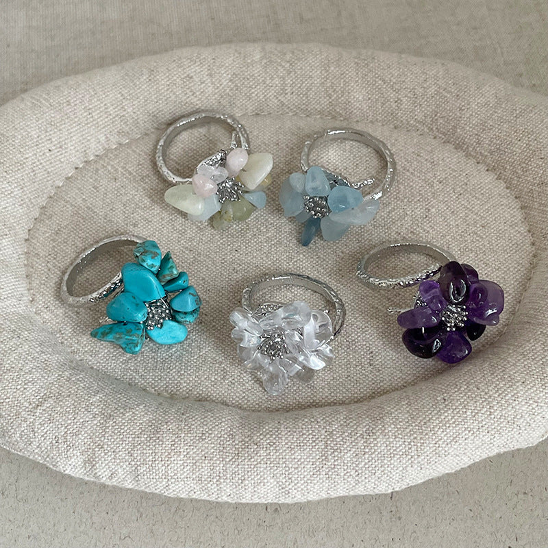 Irregular Crystal Beaded Ring - DippedShop Wholesale - #3555