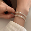 Handmade Pearl Charm Beaded Braided Bracelet 6W6JBR341