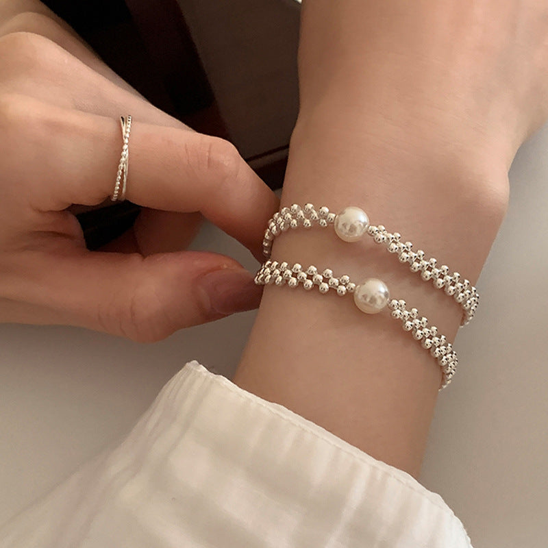 Handmade Pearl Charm Beaded Braided Bracelet 6W6JBR341