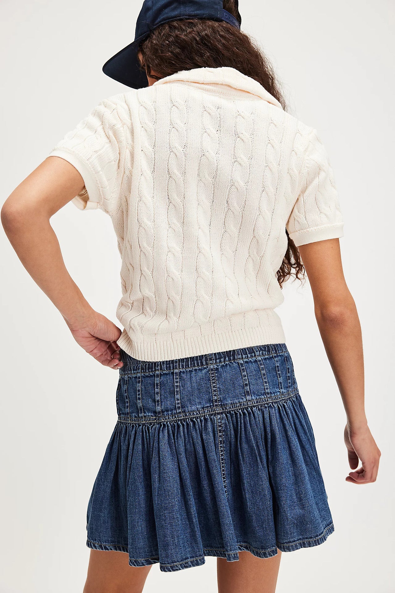 High-Waist Pleated Denim Mini Skirt - DippedShop Wholesale - #0771