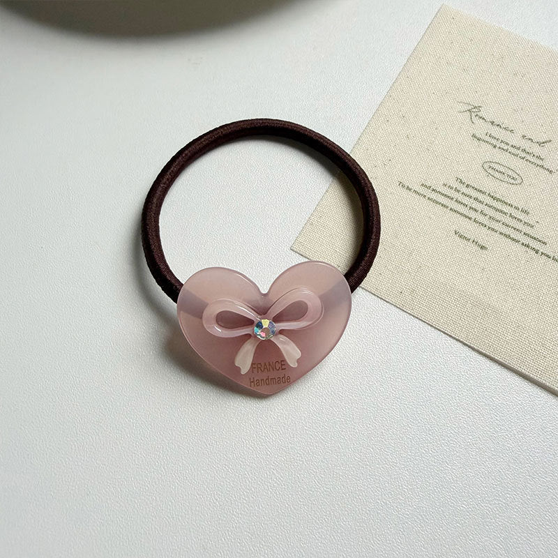Stylish Love Heart Bowknot Rhinestones Hair Tie MK2BLW6W6HHT26