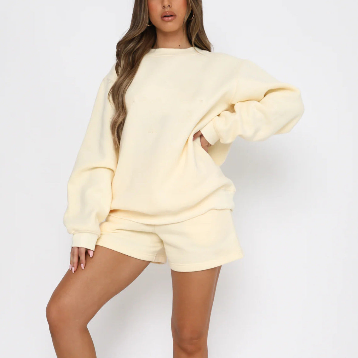 Solid Sweatshirt Short Set - DippedShop Wholesale - #6979