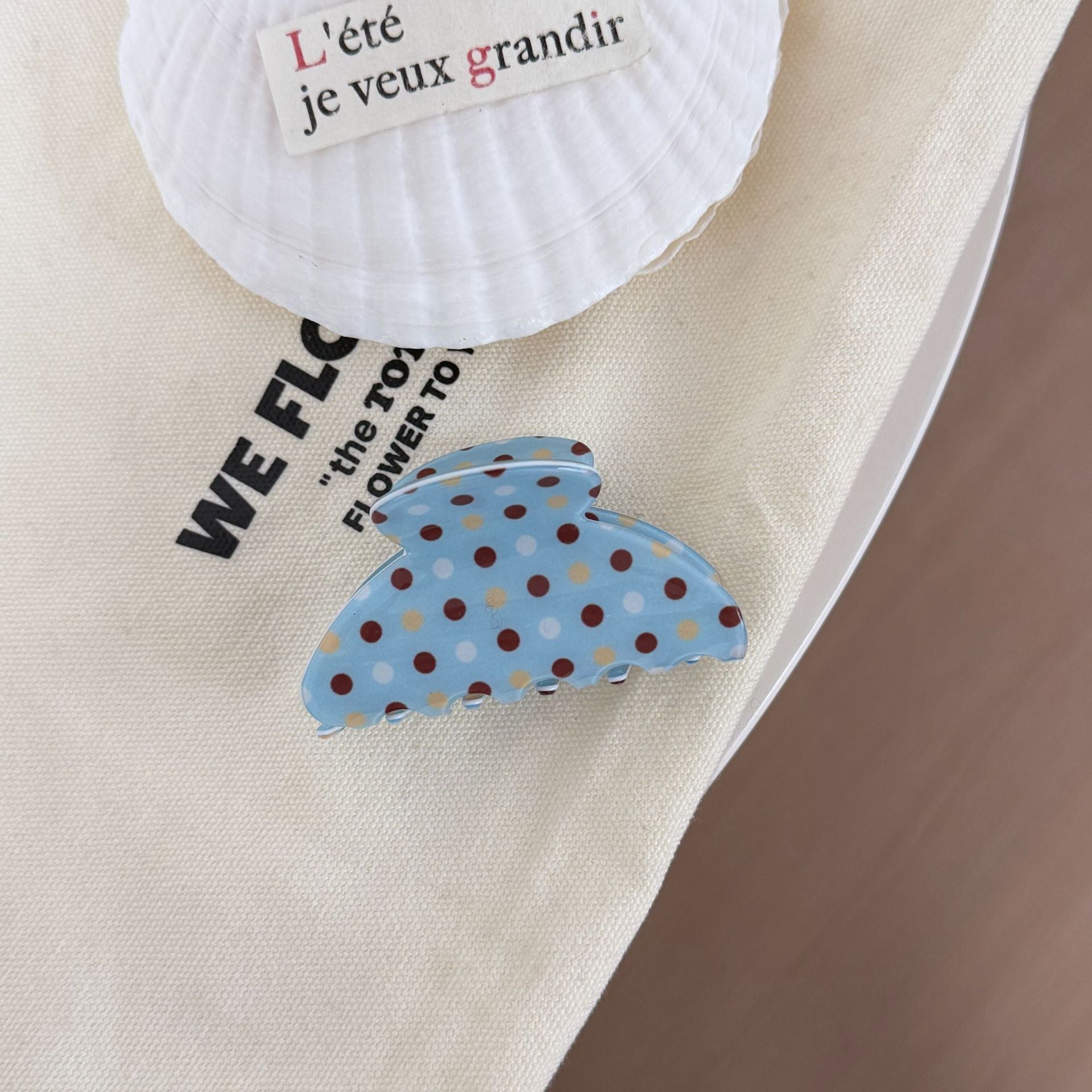 Vinyl Blue Polka Dot Hair Claw - DippedShop Wholesale - #9363