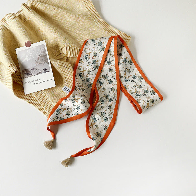 Stylish Floral Print Tassel Silk Scarf 6W6NSI233