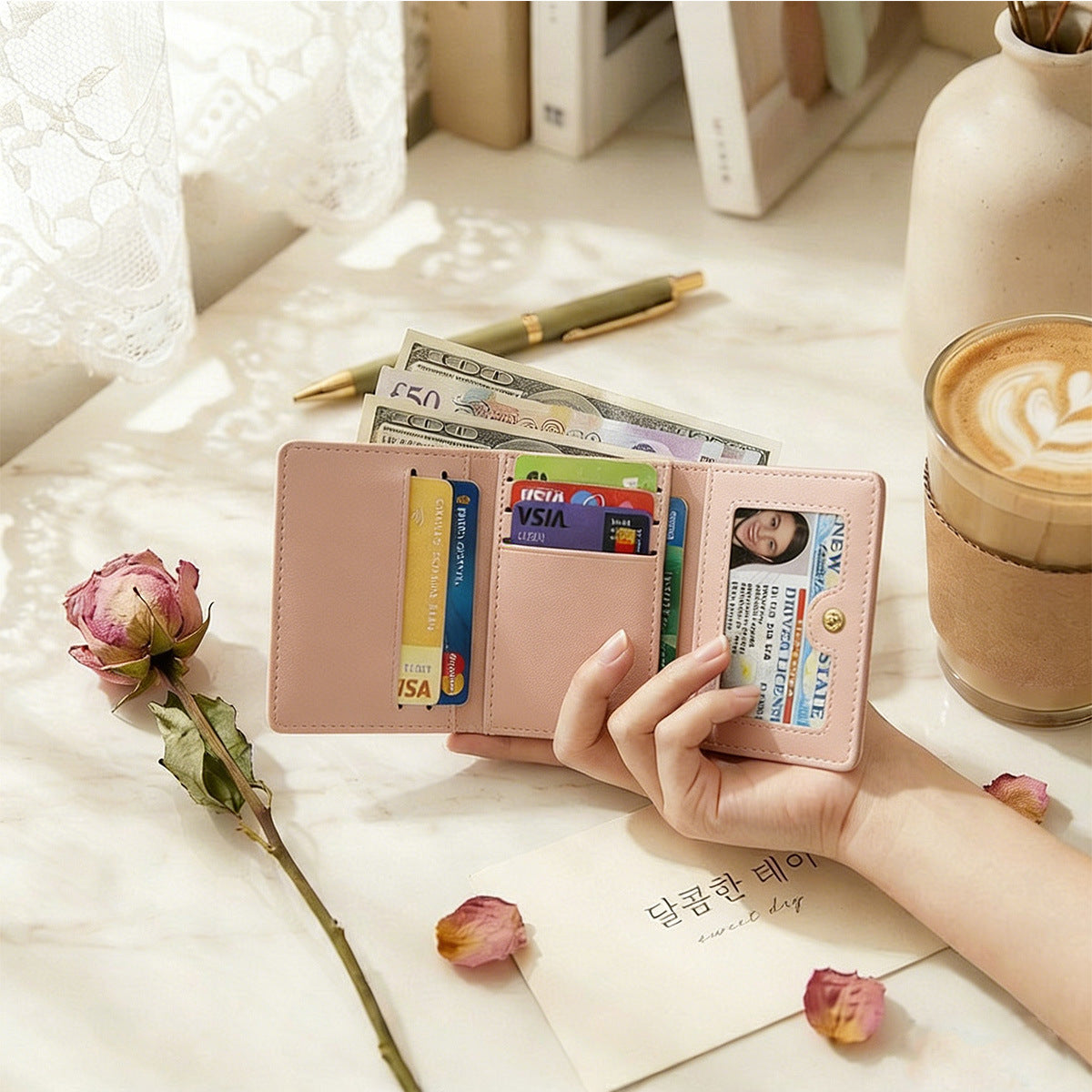 Fashion Trifold Portable Card Organizer Wallet 6S10BWB93