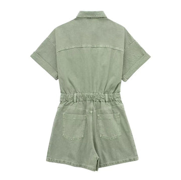 Casual Solid Color Denim Short Romper DP25C952