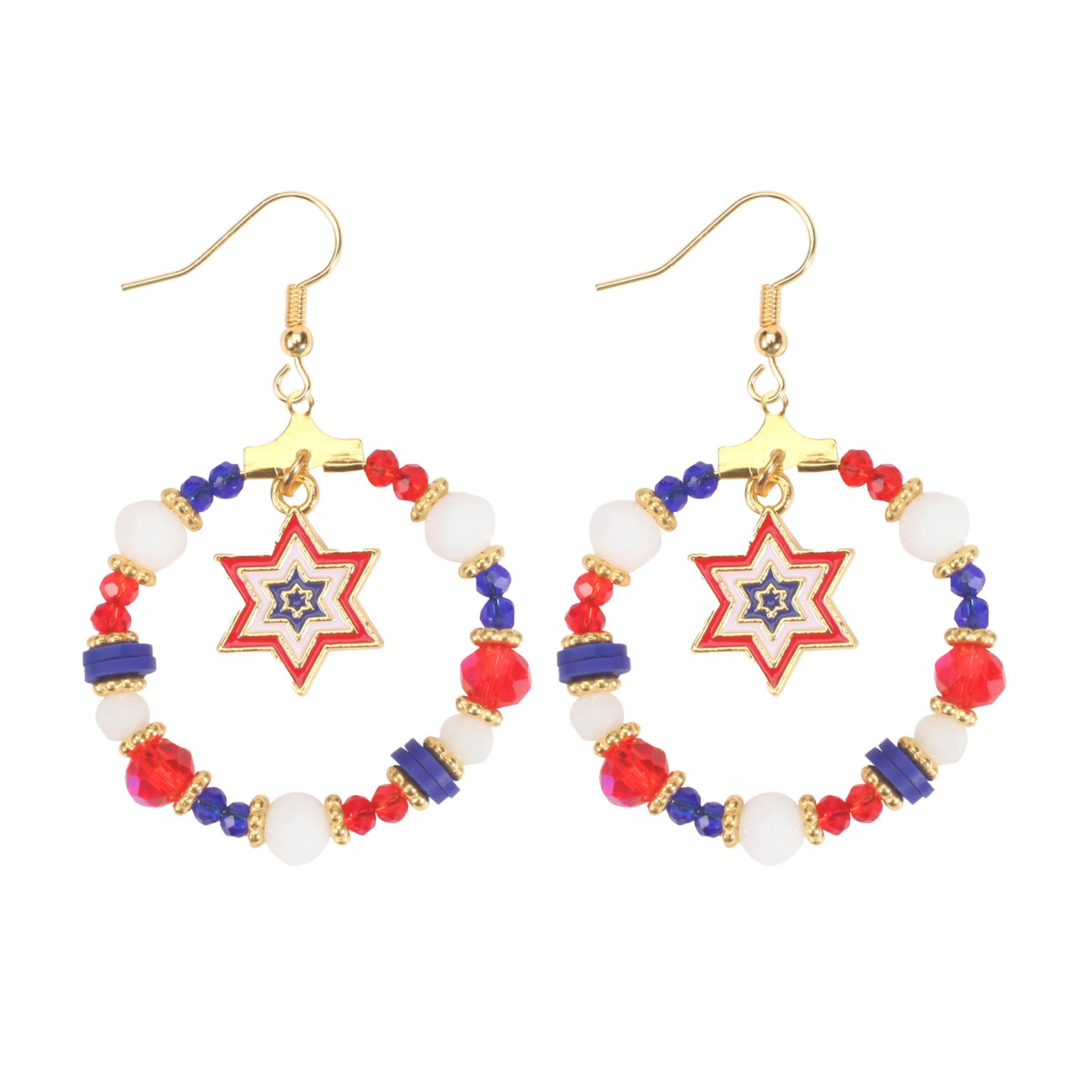 Retro Star Pendant Beaded Chain Frame Earring 8ZA6JER304L