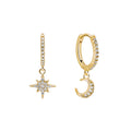 Stylish Rhinestones Moon Pendant Hoop Earring 6W6JER570