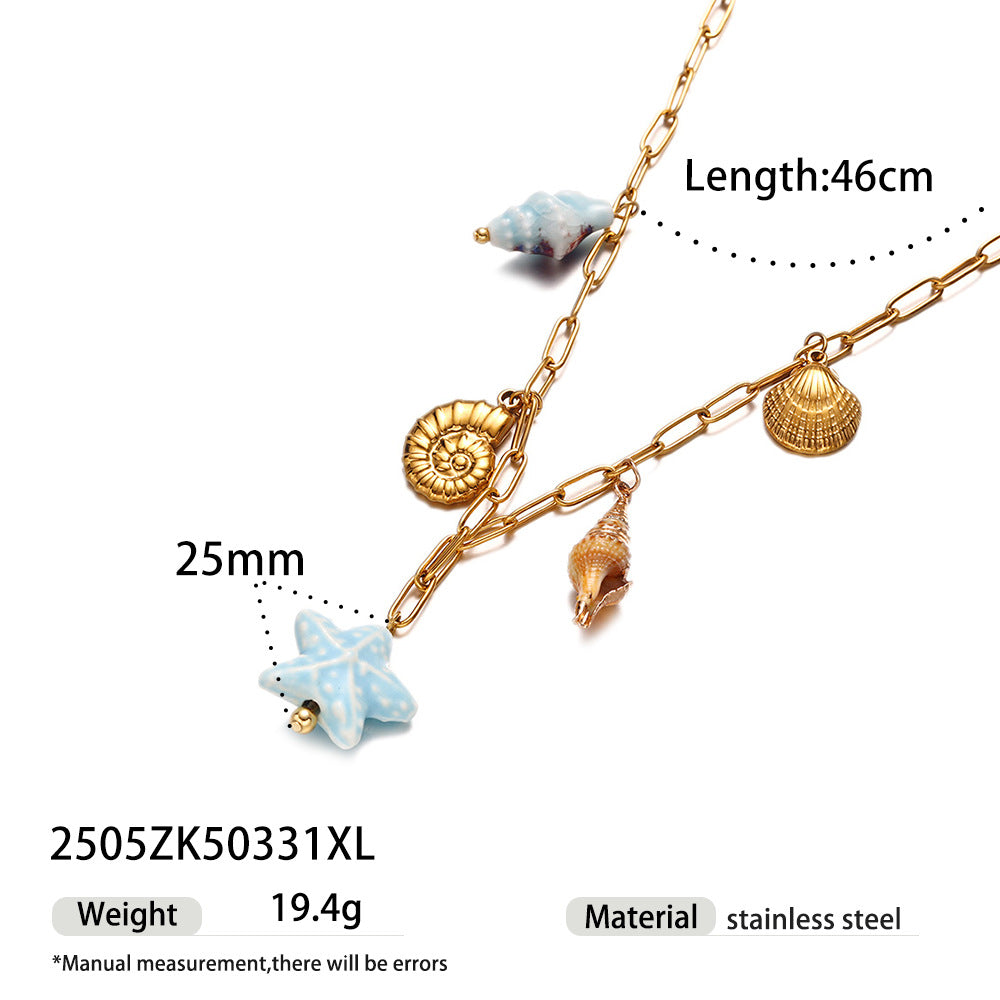 Gold Plated Shell Necklace - DippedShop Wholesale - #5555