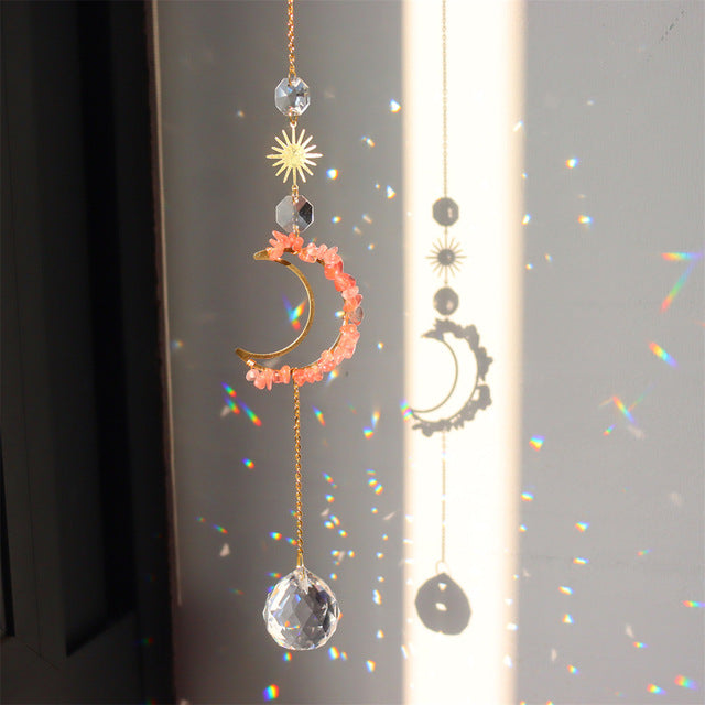 Natural Stone Moon Crystal Hanging - DippedShop Wholesale - #1507