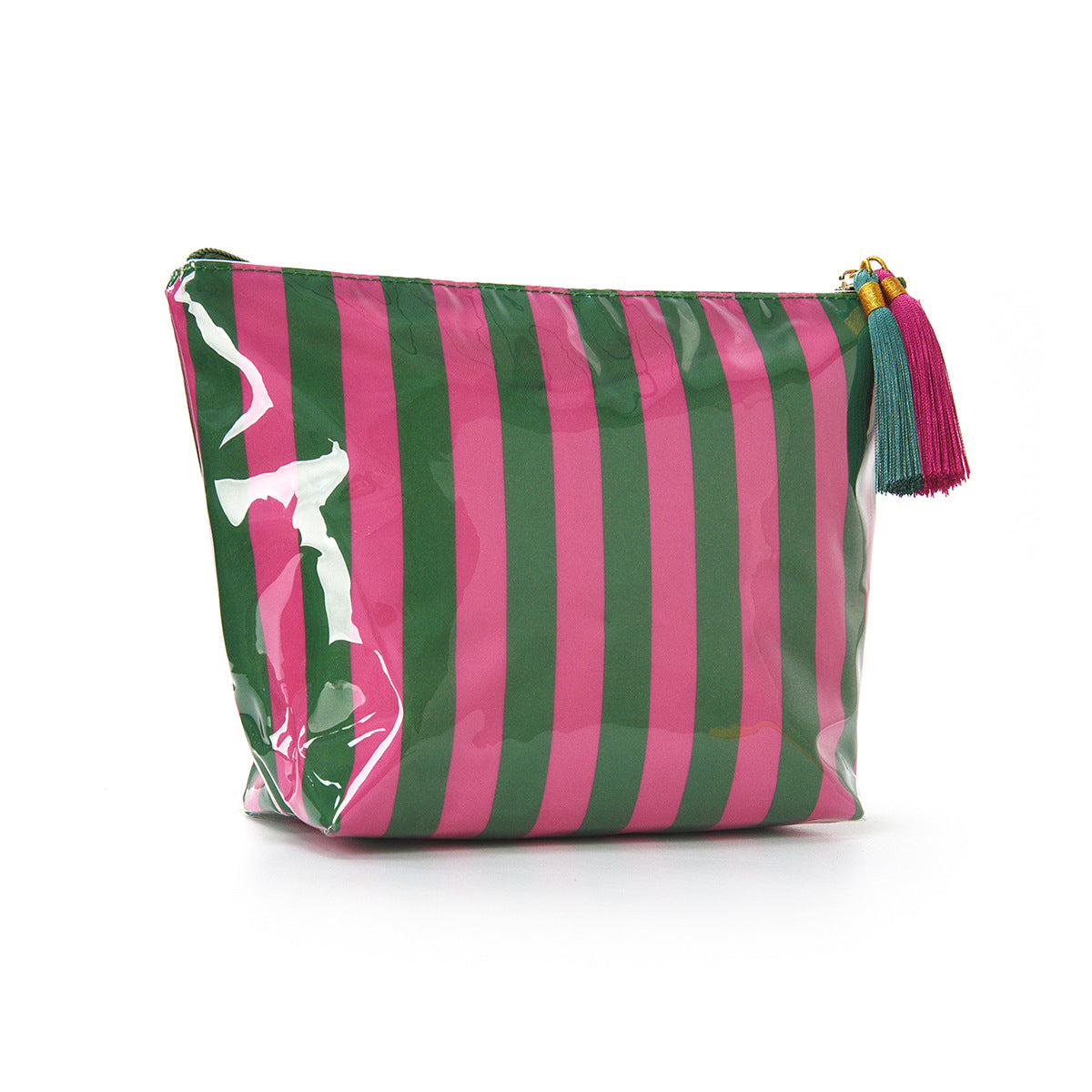 PVC Glossy Striped Waterproof Cosmetic Bag MK2BLW6C5CO09
