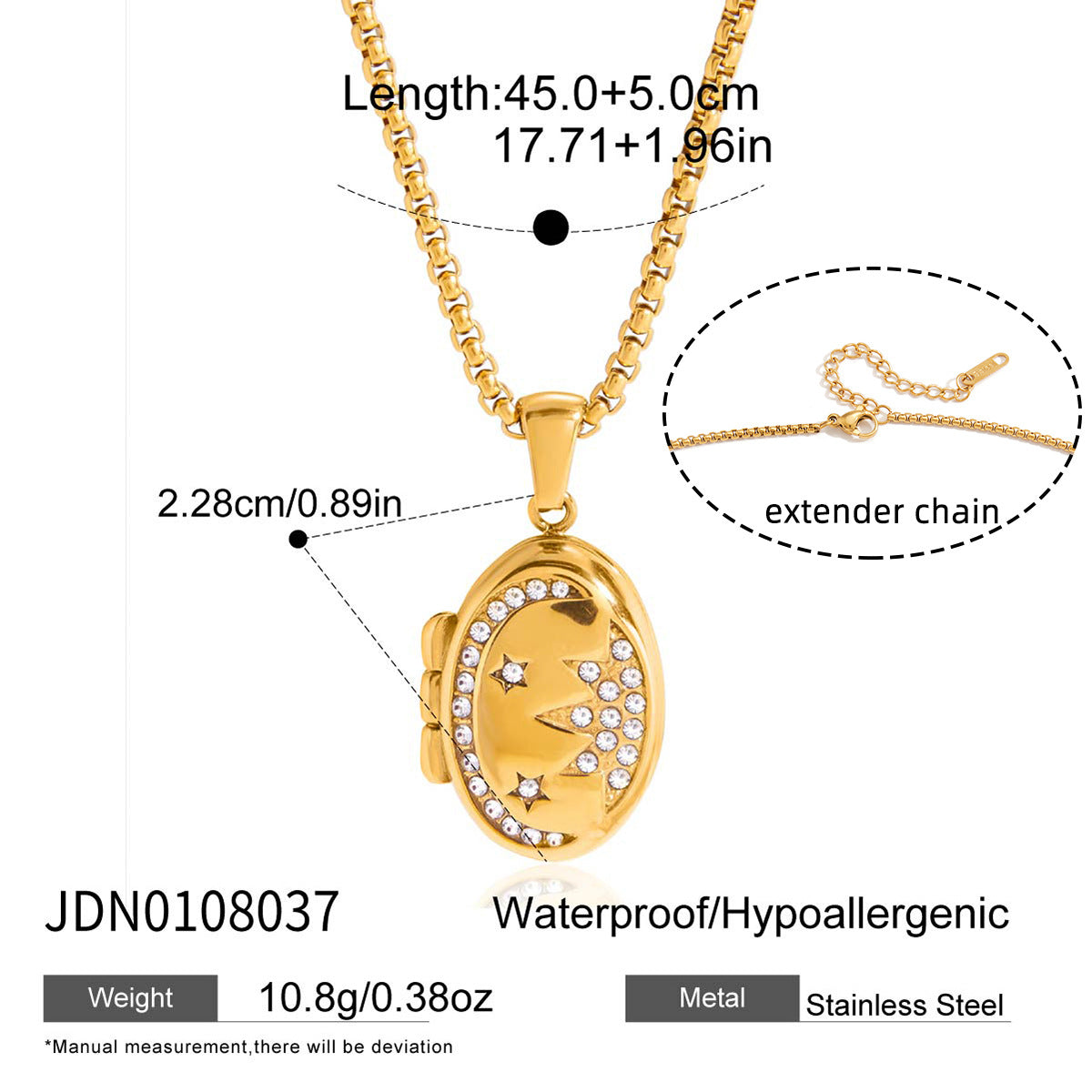 Trendy Oval Pendant Photo Locket Necklace 6W6JNC405L