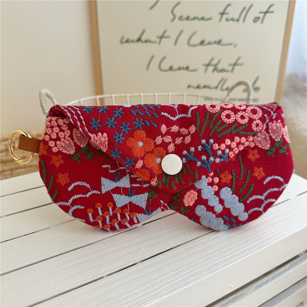 Stylish Floral Embroidery Envelope Style Sunglasses Case MK2BLC6S13HSY75