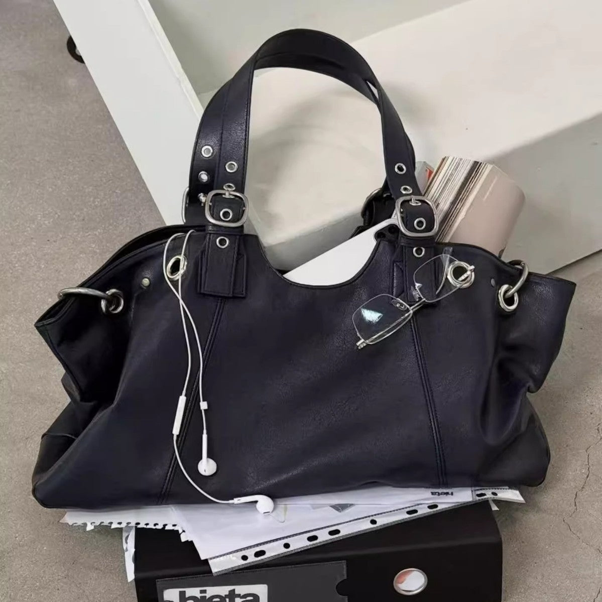 Minimalist Solid Color Large Capacity Tote Bag 6W10BBG1319