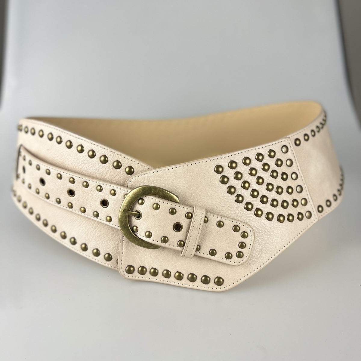 Chunky Punk Wide Studded PU Leather Belt 6W6JBT186
