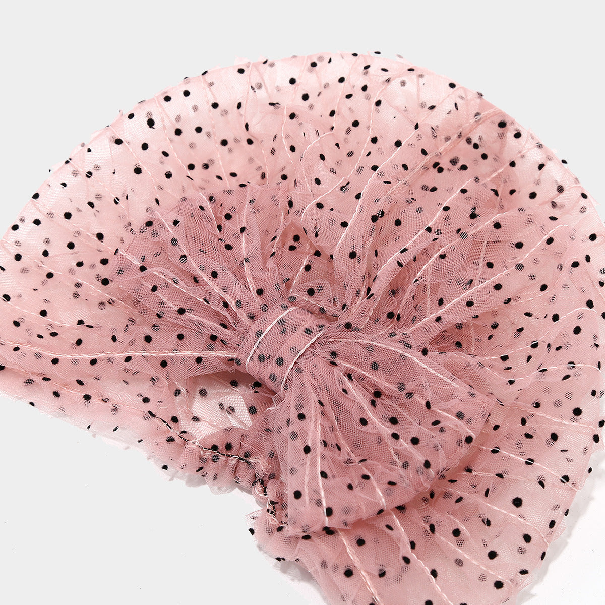 Vintage Polka Dot Mesh Bow Turban Cap 8BK6HAT202T
