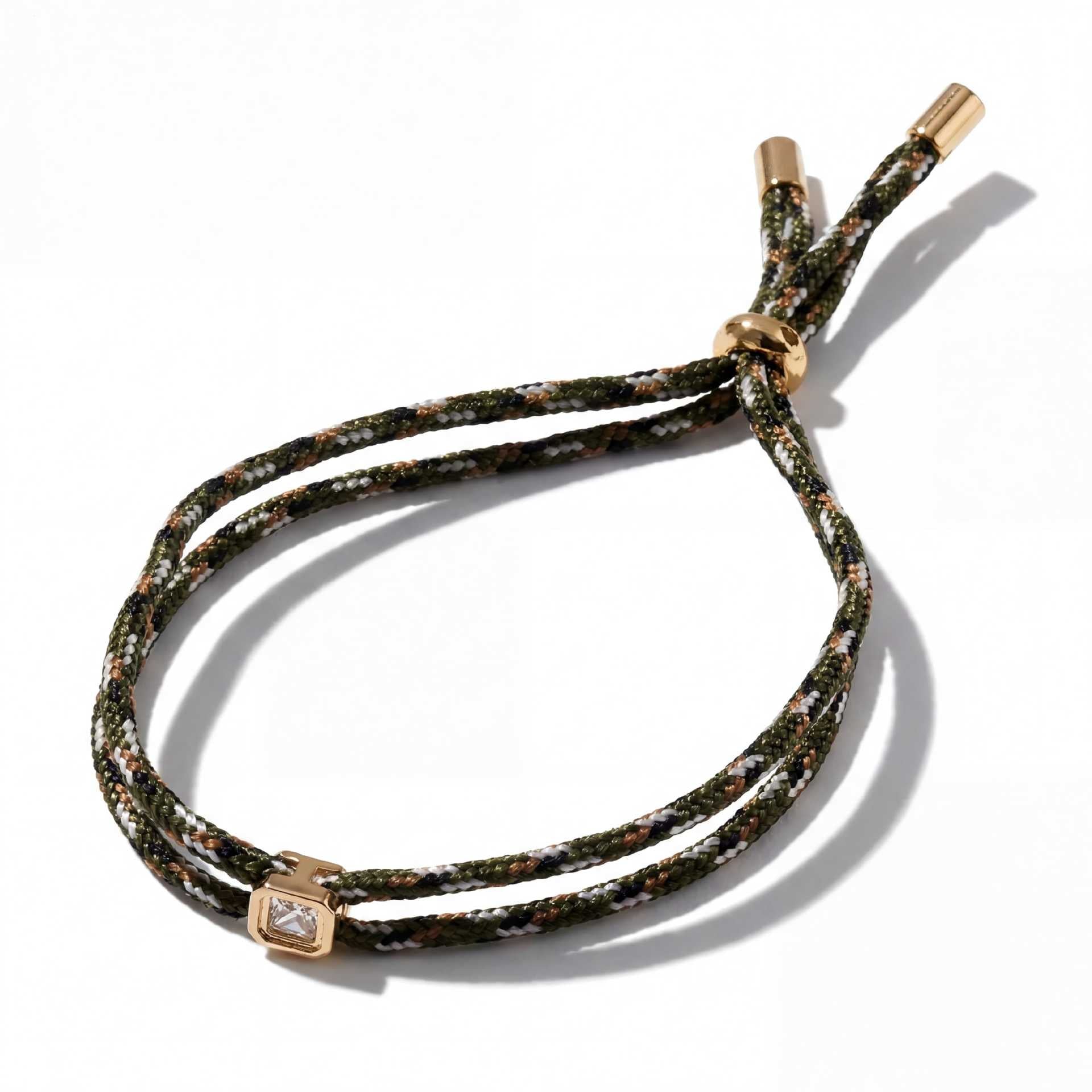Trendy Square Rhinestone Adjustable Rope Bracelet 6W6JBR531