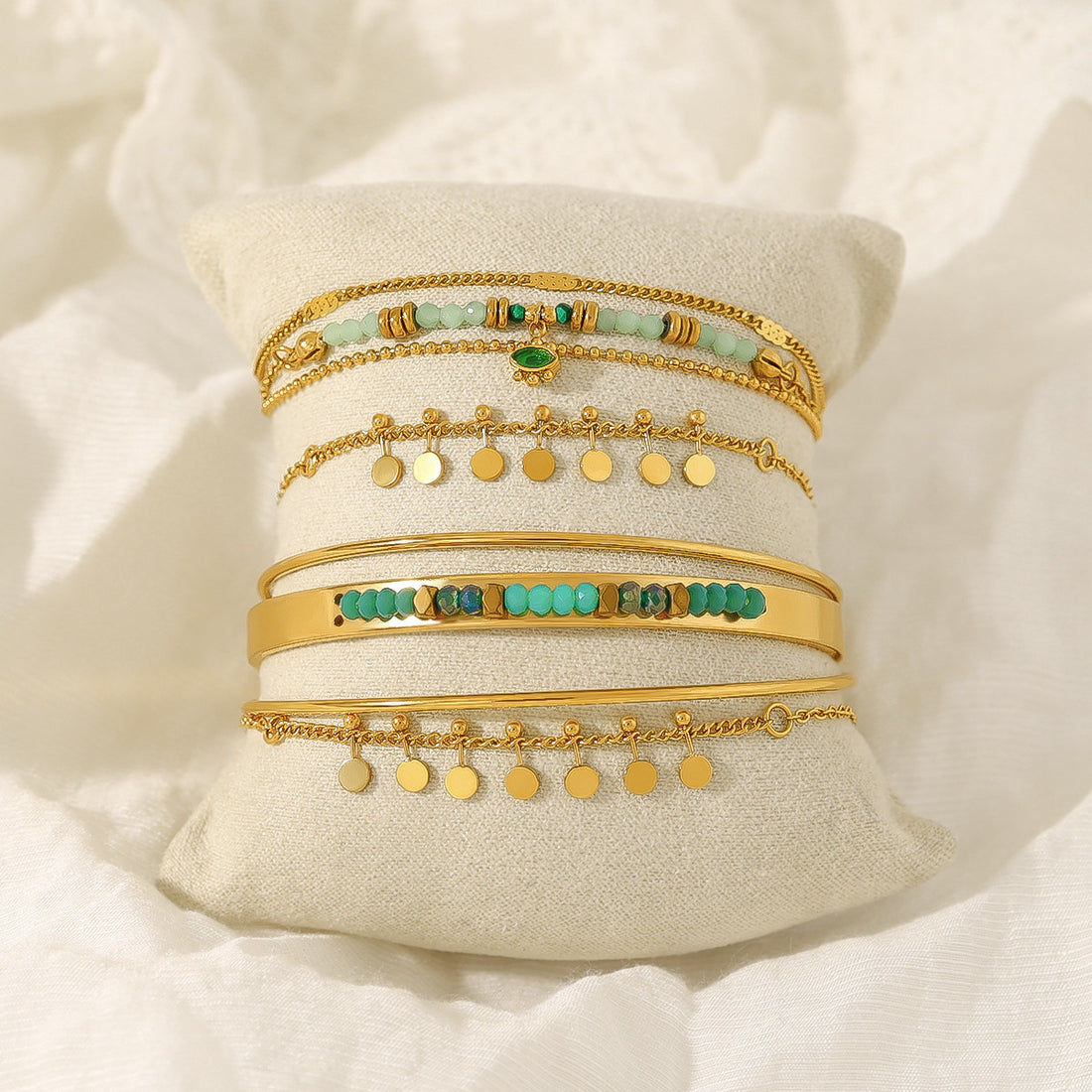 Natural Stone Beaded Chain Bracelet - DippedShop Wholesale - #9603
