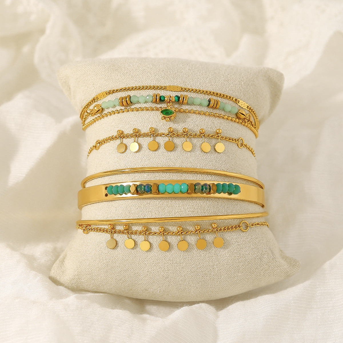 Boho Style Natural Stone Beaded Chain Bracelet 6W6JBR350