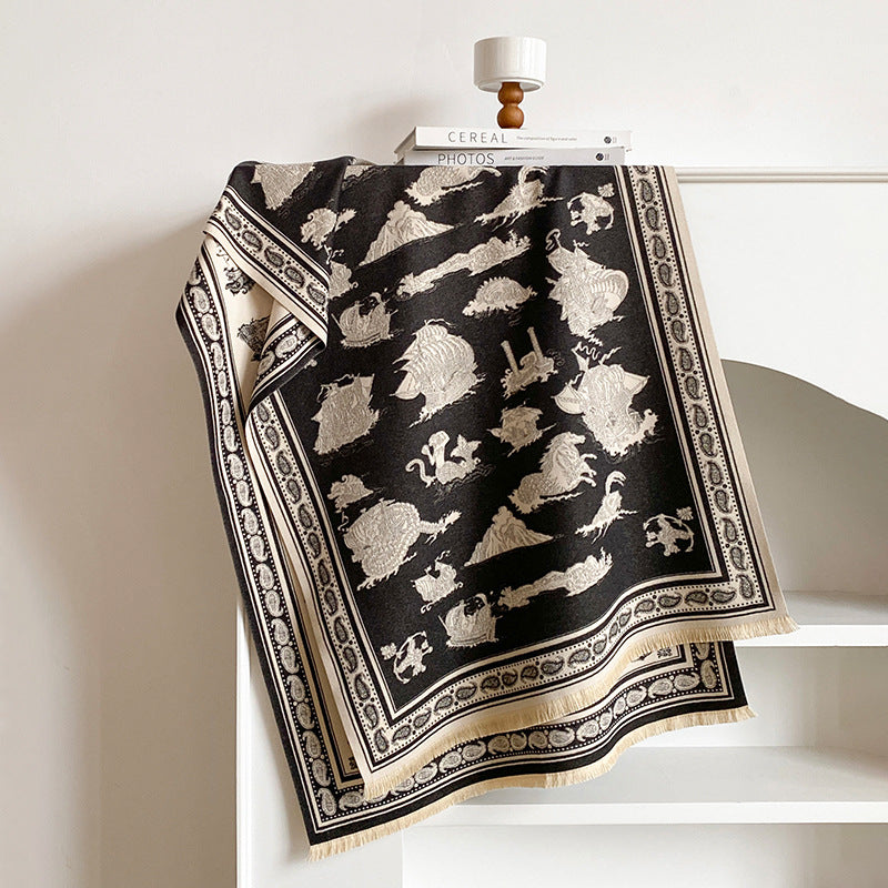 Reversible Paisley Jacquard Shawl Scarf - DippedShop Wholesale - #0787