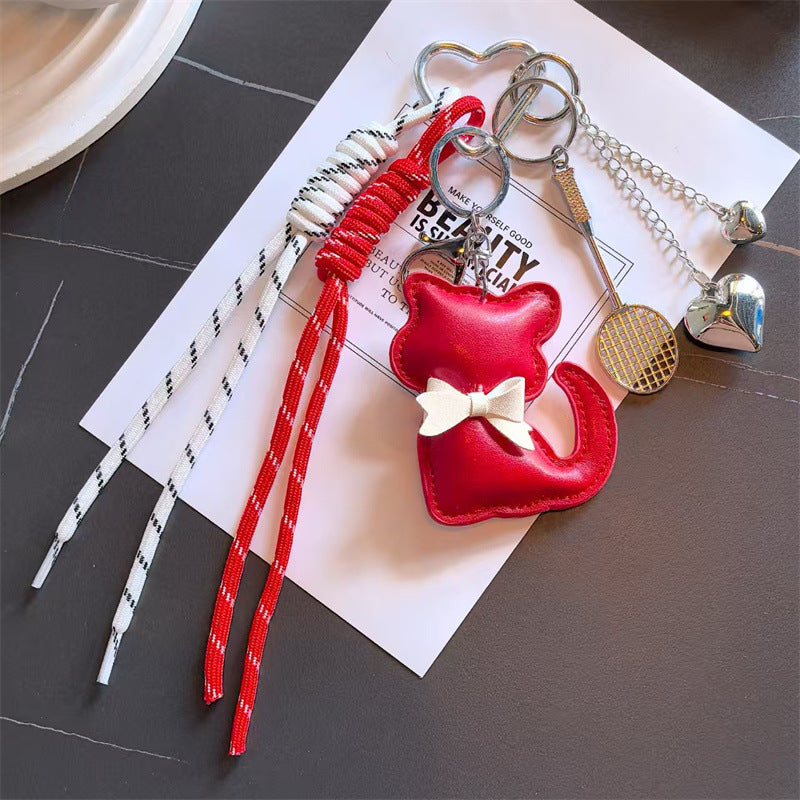 Creative Cat Pendant Rope Braided Bag Charm 6W10BBC369
