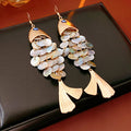 Metallic Shell Fish Scale Dangle Earrings 6W6JER781