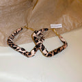 Vintage Leopard Leather Wrapped Hoop Earrings 6W6JER830