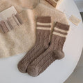 Fall Warm Cable Knit Striped Crew Socks 6W8FSO712