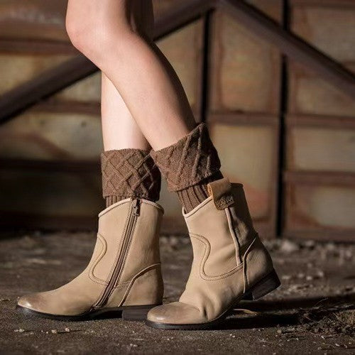Diamond Crochet Short Cable Knit Boot Cuffs 6W8FSO882