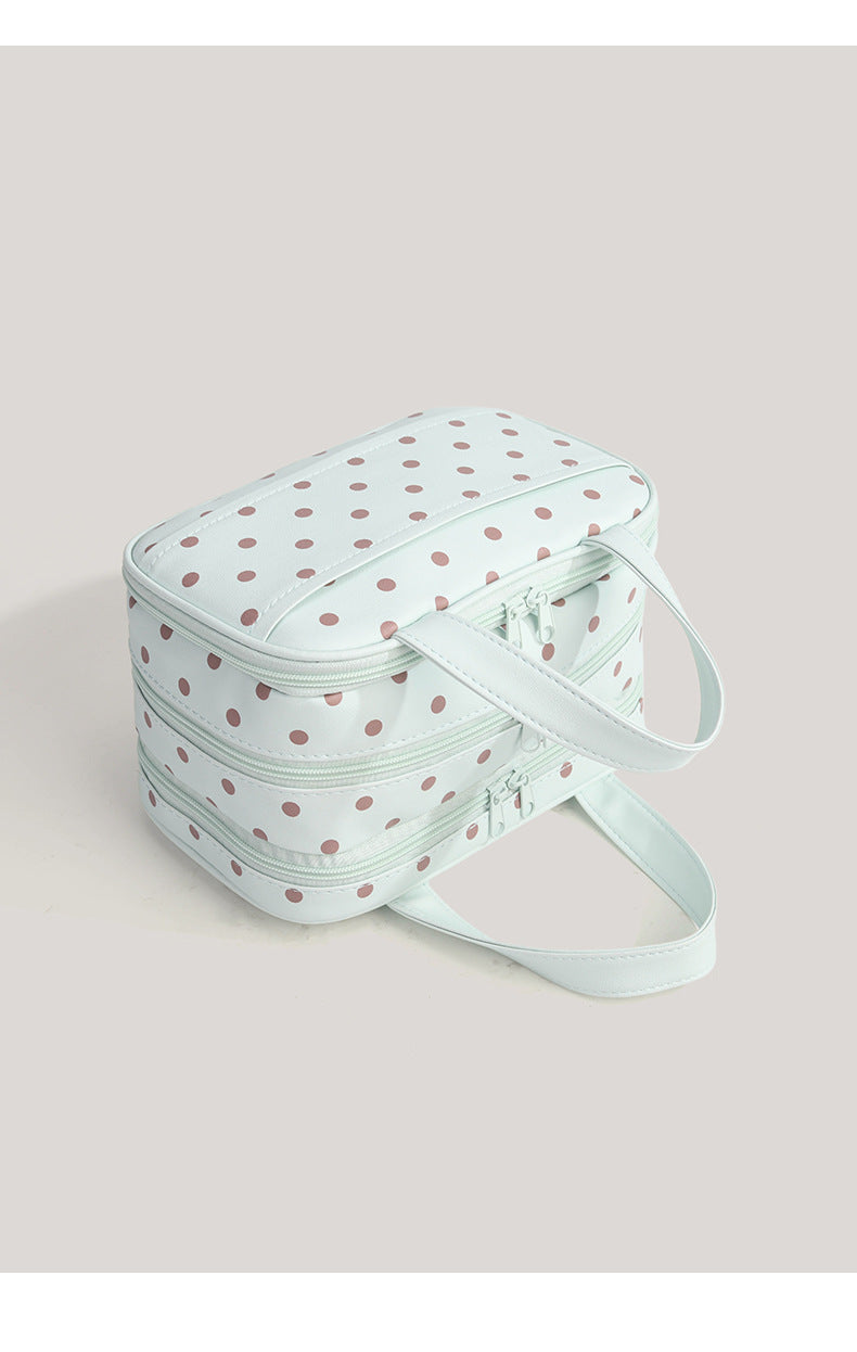 Cute Polka Dots PU Multi-Layer Makeup Bag MK2BW6S10BOB88