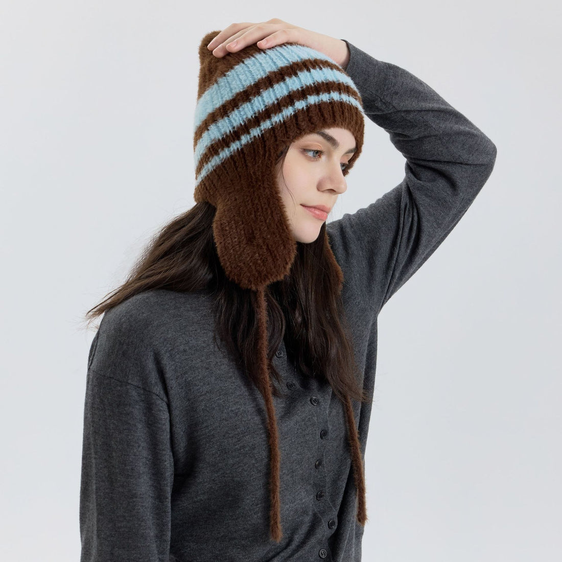 Striped Ear Flap Beanie - DippedShop Wholesale - #1283