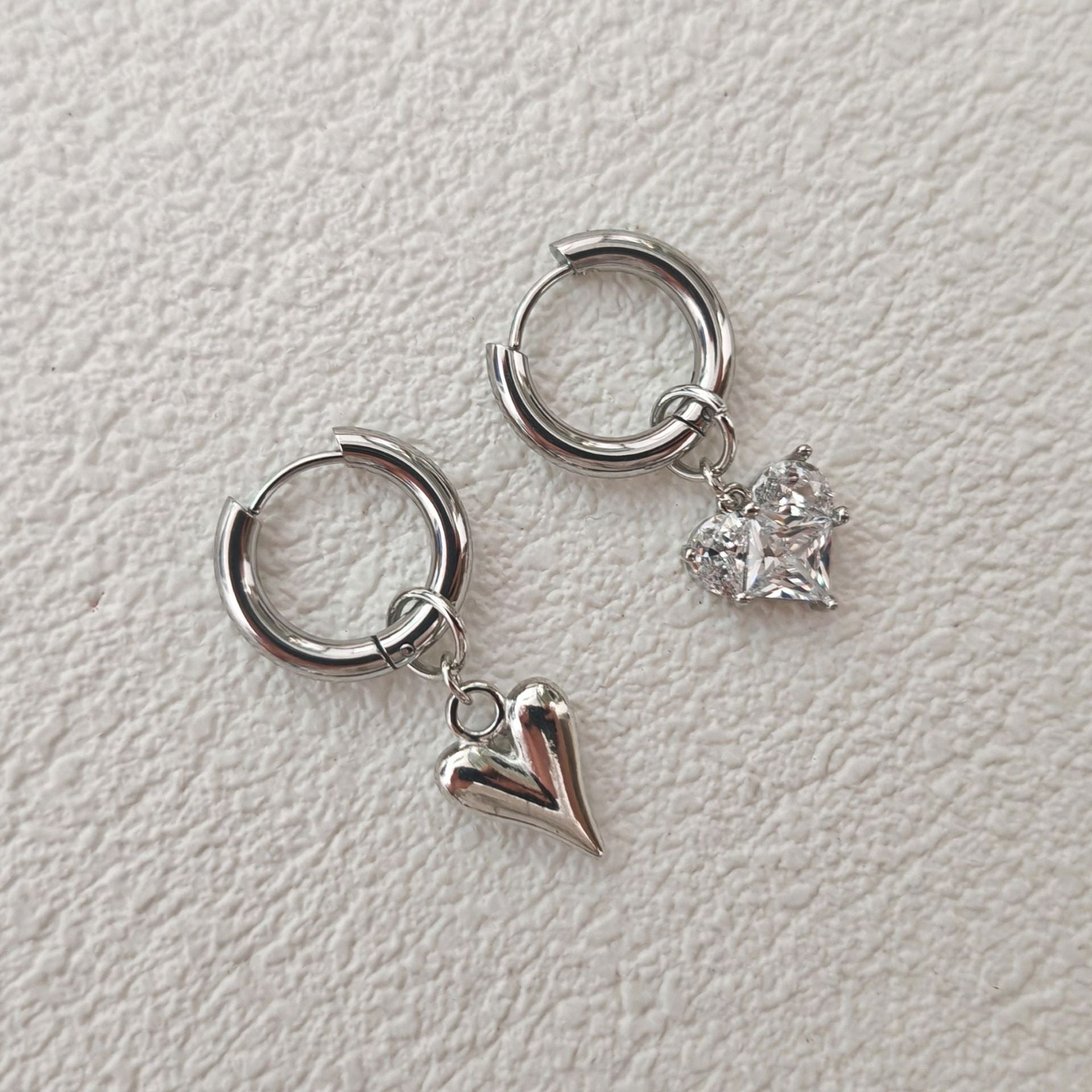 Heart Pendant CZ Hoop Earrings - DippedShop Wholesale - #0179