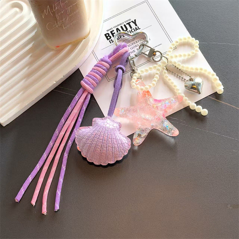 Ocean Element Starfish Shell Pendant Keychain 6W10BBC373