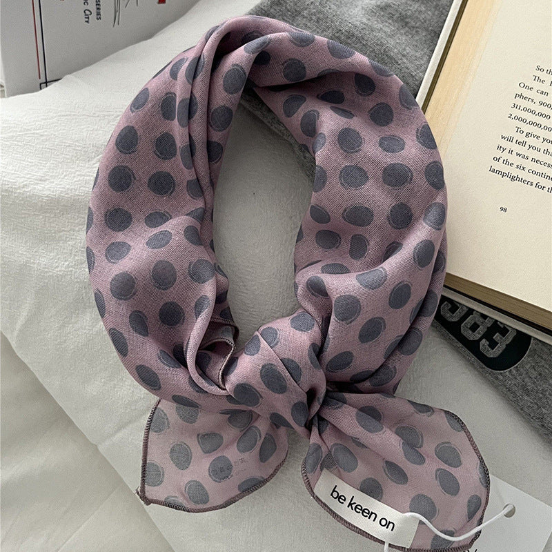 Retro Polka Dots Print Square Silk Scarf MK2BLW6W6NSI34