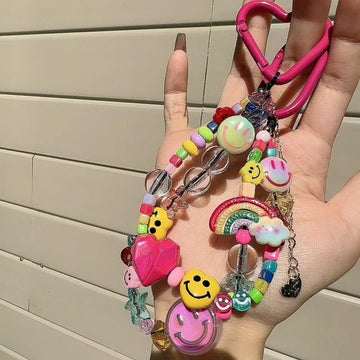 Minimalist Colorful Smile Beaded Bag Charm DP25C789