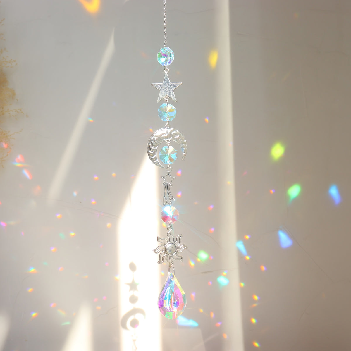 Celestial Moon Star Crystal Wind Chime Suncatcher 6H7HLS201