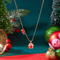 Christmas Santa Claus Gift Box Charm Necklace 6W6JNC874