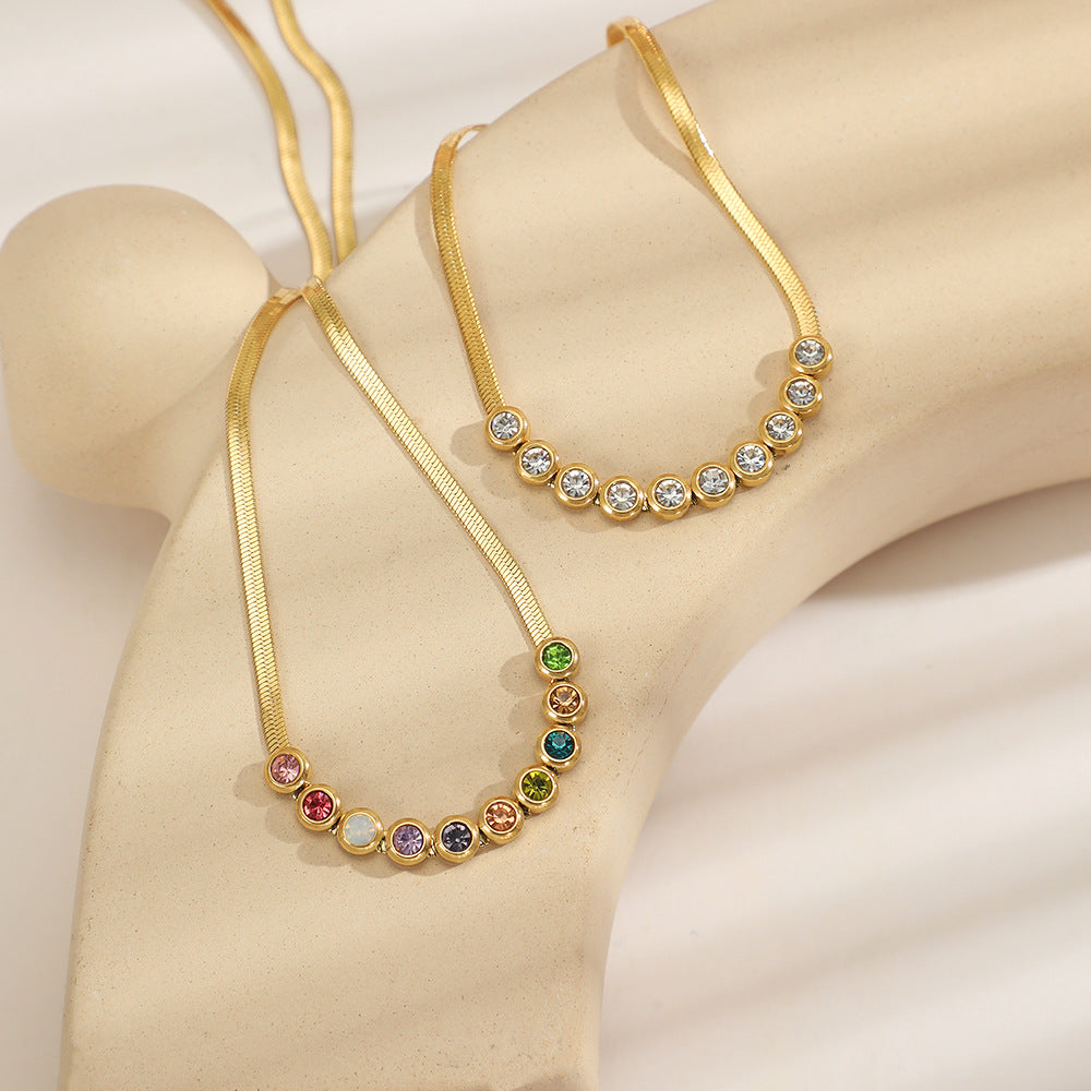 Minimalist Colorful Sparkling Rhinestones Choker Necklace 6W6JNC633