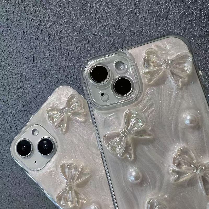 3D Bowknot Pearl Phone Case - DippedShop Wholesale - #4931