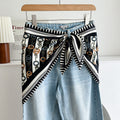 Minimalist Striped Cashew Waist Belt Silk Scarf MK2BLW6W6NSI70