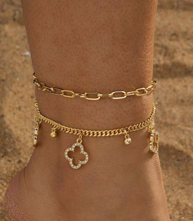 Trendy Gold Plated Four Leaf C - DippedShop Wholesale - #1843