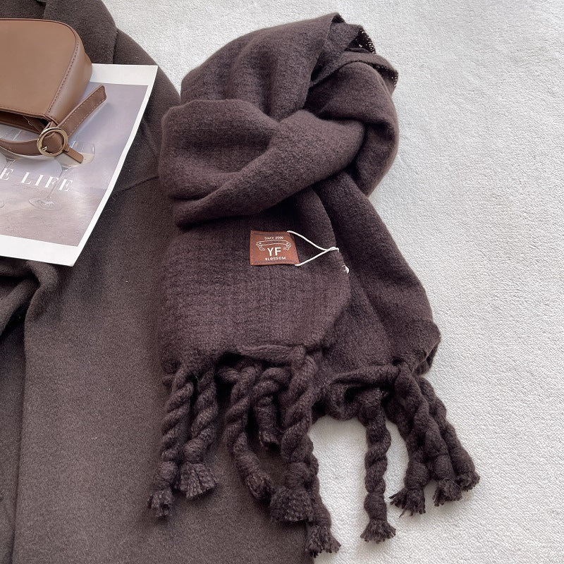 Cashmere-Feel Tassel Scarf - DippedShop Wholesale - #4499
