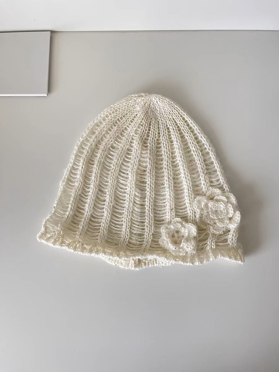 3D Floral Knit Beanie - DippedShop Wholesale - #1635