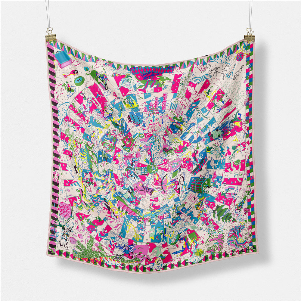 Abstract Silk Square Scarf - DippedShop Wholesale - #2211