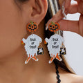 Quirky Sparkly Rhinestone Pumkin Pendnat Dangle Earrrings 6W6JER544