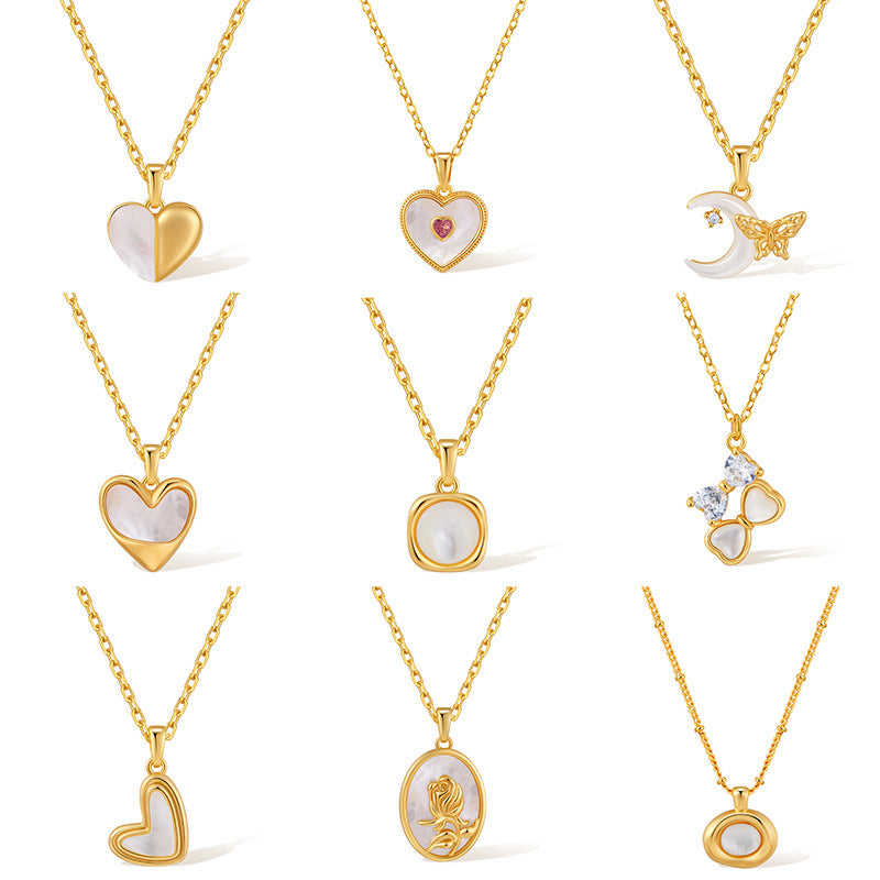 Vintage Shell Pearl Pendant Chain Necklaces DP25A744